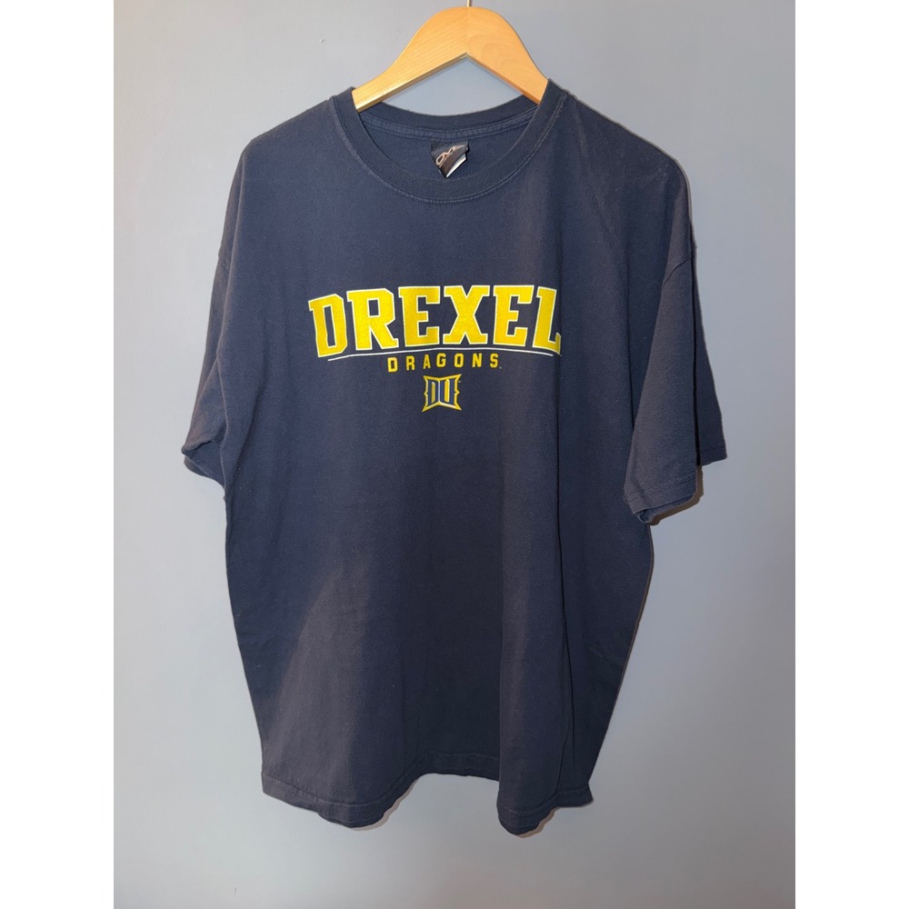 Old Varsity Brand Drexel Dragons T-Shirt Mens XL Navy Blue Cotton NCAA College